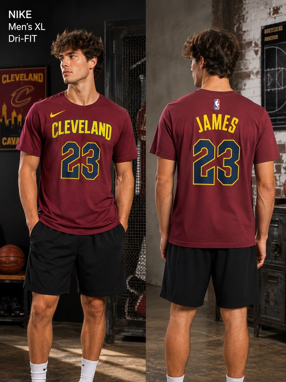 Nike LeBron James 23 Cleveland Cavaliers Mens XL Dri-FIT NBA T Shirt burgundy